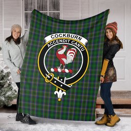 Scottish Cockburn Clan Tartan Blanket with Family Crest Tartan Plaid Sherpa Blanket Scottish Plaid Tartan Plaid - ScotsTee - scotstee.com