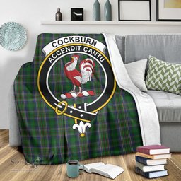 Scottish Cockburn Clan Tartan Blanket with Family Crest Tartan Plaid Sherpa Blanket Scottish Plaid Tartan Plaid - ScotsTee - scotstee.com