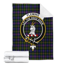 Scottish Fleming Clan Tartan Blanket with Family Crest Tartan Plaid Sherpa Blanket Scottish Plaid Tartan Plaid - ScotsTee - scotstee.com