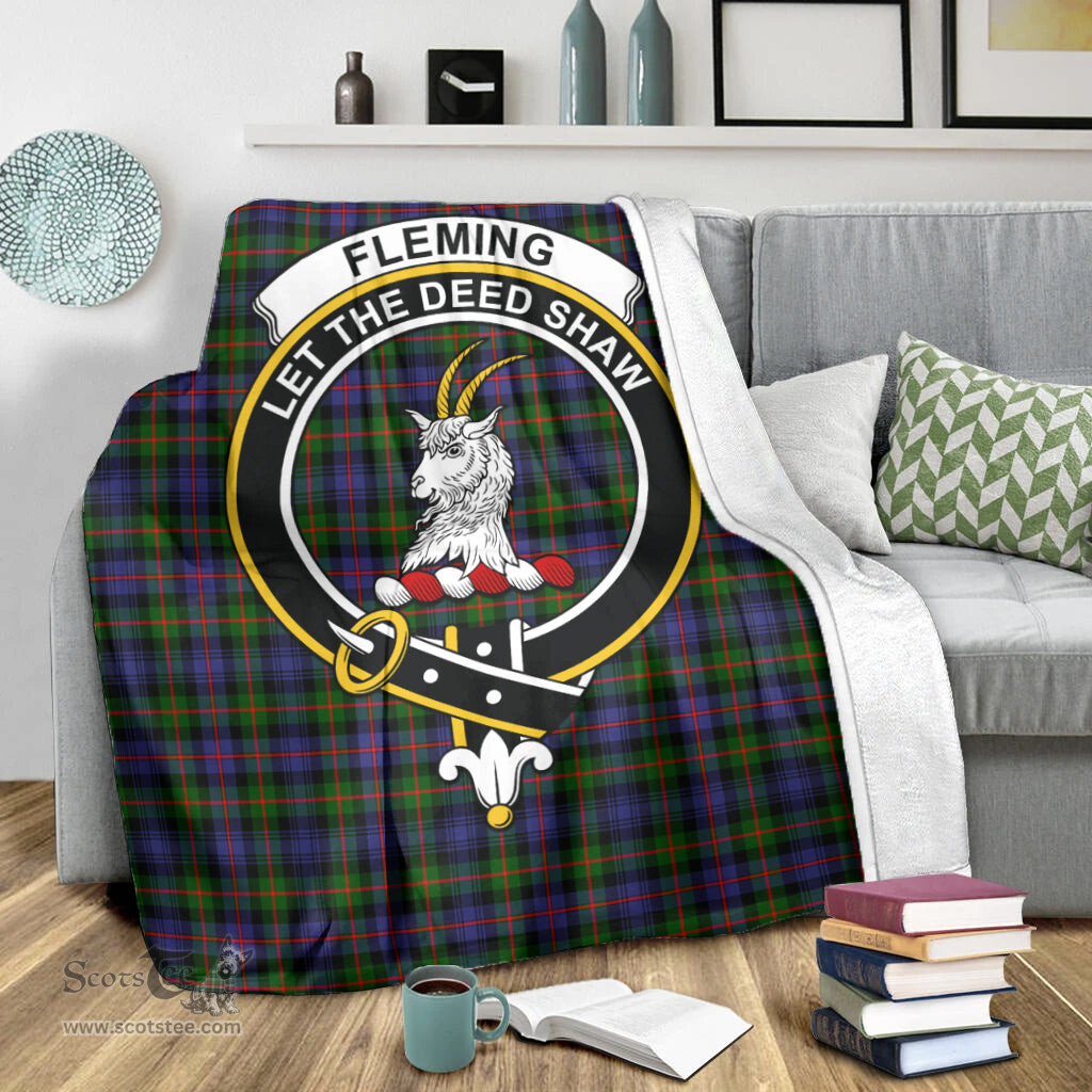 Scottish Fleming Clan Tartan Blanket with Family Crest Tartan Plaid Sherpa Blanket Scottish Plaid Tartan Plaid - ScotsTee - scotstee.com
