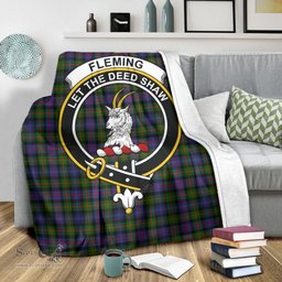 Scottish Fleming Clan Tartan Blanket with Family Crest Tartan Plaid Sherpa Blanket Scottish Plaid Tartan Plaid - ScotsTee - scotstee.com