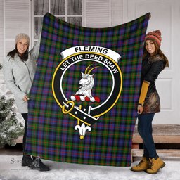Scottish Fleming Clan Tartan Blanket with Family Crest Tartan Plaid Sherpa Blanket Scottish Plaid Tartan Plaid - ScotsTee - scotstee.com