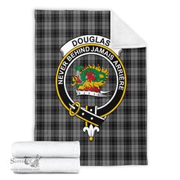 Scottish Douglas Grey Clan Tartan Blanket with Family Crest Tartan Plaid Sherpa Blanket Scottish Plaid Tartan Plaid - ScotsTee - scotstee.com