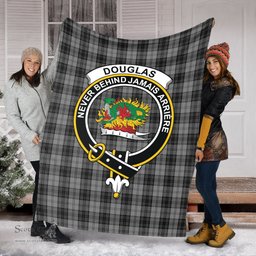 Scottish Douglas Grey Clan Tartan Blanket with Family Crest Tartan Plaid Sherpa Blanket Scottish Plaid Tartan Plaid - ScotsTee - scotstee.com