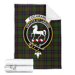 Scottish Cochrane Clan Tartan Blanket with Family Crest Tartan Plaid Sherpa Blanket Scottish Plaid Tartan Plaid - ScotsTee - scotstee.com