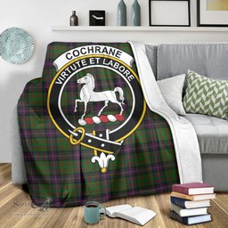 Scottish Cochrane Clan Tartan Blanket with Family Crest Tartan Plaid Sherpa Blanket Scottish Plaid Tartan Plaid - ScotsTee - scotstee.com