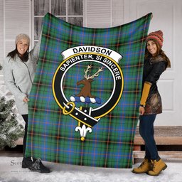 Scottish Davidson Ancient Clan Tartan Blanket with Family Crest Tartan Plaid Sherpa Blanket Scottish Plaid Tartan Plaid - ScotsTee - scotstee.com