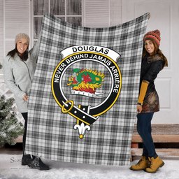 Scottish Douglas Grey Modern Clan Tartan Blanket with Family Crest Tartan Plaid Sherpa Blanket Scottish Plaid Tartan Plaid - ScotsTee - scotstee.com