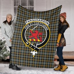 Scottish Farquharson Weathered Clan Tartan Blanket with Family Crest Tartan Plaid Sherpa Blanket Scottish Plaid Tartan Plaid - ScotsTee - scotstee.com