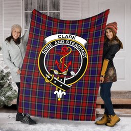 Scottish Clark Red Clan Tartan Blanket with Family Crest Tartan Plaid Sherpa Blanket Scottish Plaid Tartan Plaid - ScotsTee - scotstee.com