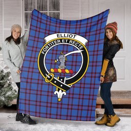 Scottish Elliot Modern Clan Tartan Blanket with Family Crest Tartan Plaid Sherpa Blanket Scottish Plaid Tartan Plaid - ScotsTee - scotstee.com