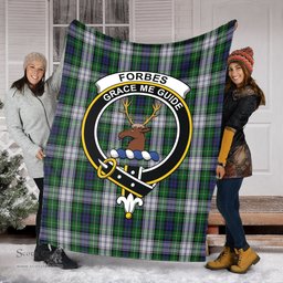Scottish Forbes Dress Clan Tartan Blanket with Family Crest Tartan Plaid Sherpa Blanket Scottish Plaid Tartan Plaid - ScotsTee - scotstee.com