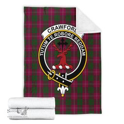 Scottish Crawford Clan Tartan Blanket with Family Crest Tartan Plaid Sherpa Blanket Scottish Plaid Tartan Plaid - ScotsTee - scotstee.com