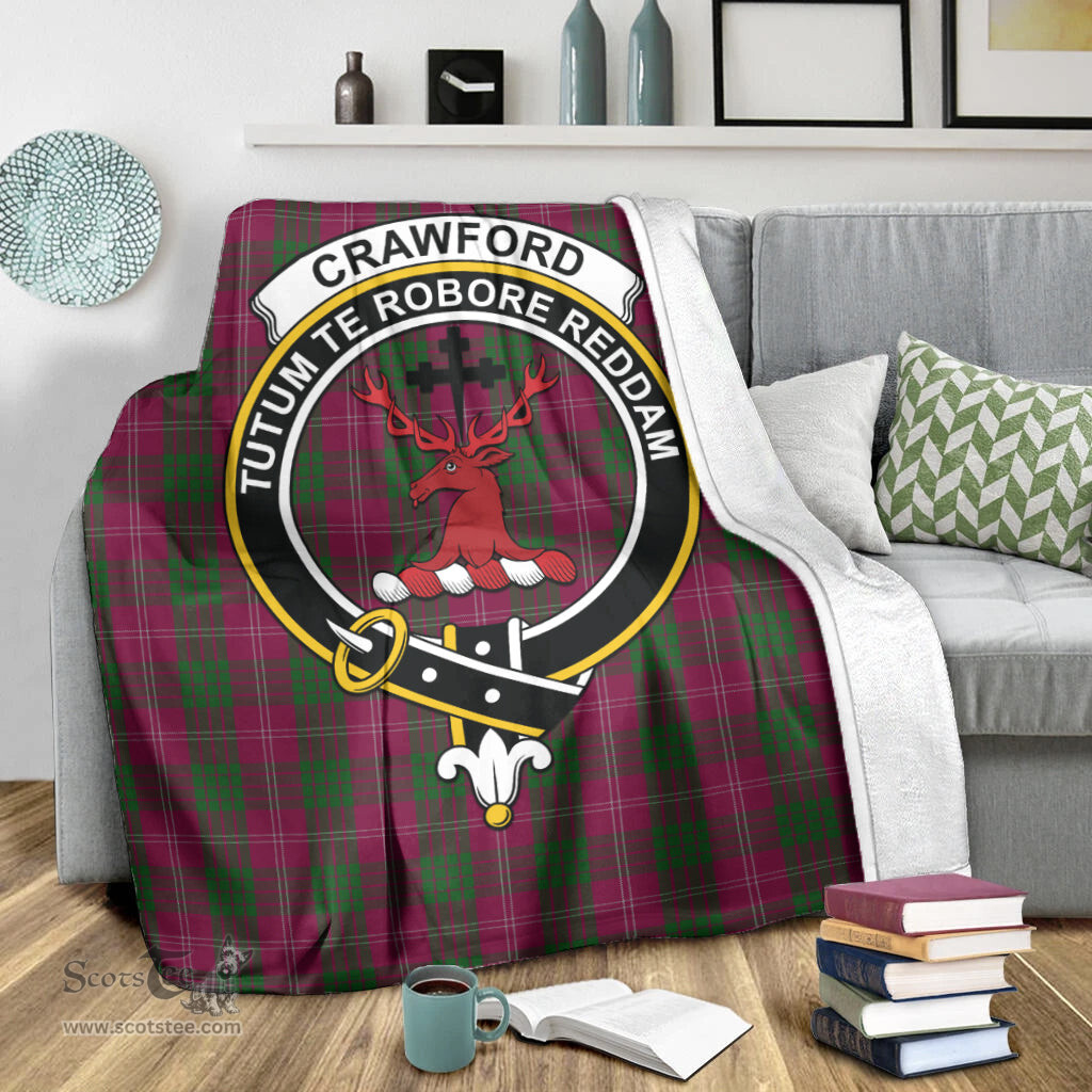 Scottish Crawford Clan Tartan Blanket with Family Crest Tartan Plaid Sherpa Blanket Scottish Plaid Tartan Plaid - ScotsTee - scotstee.com