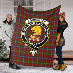 Scottish Forrester or Foster Clan Tartan Blanket with Family Crest Tartan Plaid Sherpa Blanket Scottish Plaid Tartan Plaid - ScotsTee - scotstee.com