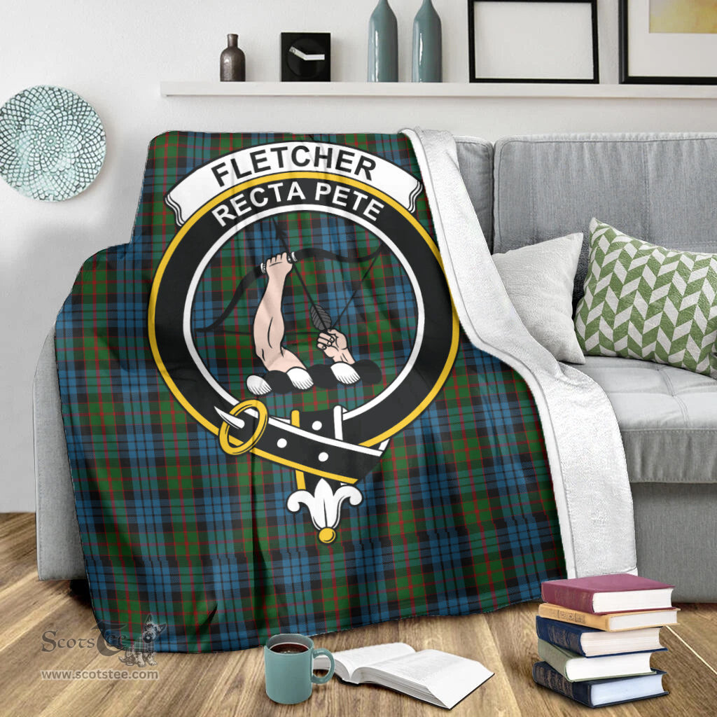 Scottish Fletcher of Dunans Clan Tartan Blanket with Family Crest Tartan Plaid Sherpa Blanket Scottish Plaid Tartan Plaid - ScotsTee - scotstee.com