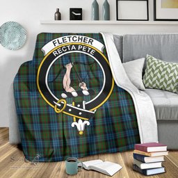 Scottish Fletcher of Dunans Clan Tartan Blanket with Family Crest Tartan Plaid Sherpa Blanket Scottish Plaid Tartan Plaid - ScotsTee - scotstee.com