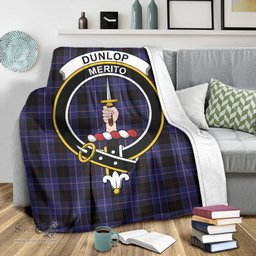 Scottish Dunlop Clan Tartan Blanket with Family Crest Tartan Plaid Sherpa Blanket Scottish Plaid Tartan Plaid - ScotsTee - scotstee.com