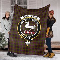 Scottish Cochrane Modern Clan Tartan Blanket with Family Crest Tartan Plaid Sherpa Blanket Scottish Plaid Tartan Plaid - ScotsTee - scotstee.com