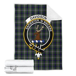 Scottish Davidson of Tulloch Dress Clan Tartan Blanket with Family Crest Tartan Plaid Sherpa Blanket Scottish Plaid Tartan Plaid - ScotsTee - scotstee.com