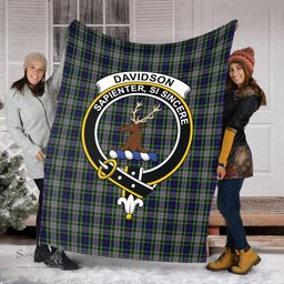 Scottish Davidson of Tulloch Dress Clan Tartan Blanket with Family Crest Tartan Plaid Sherpa Blanket Scottish Plaid Tartan Plaid - ScotsTee - scotstee.com