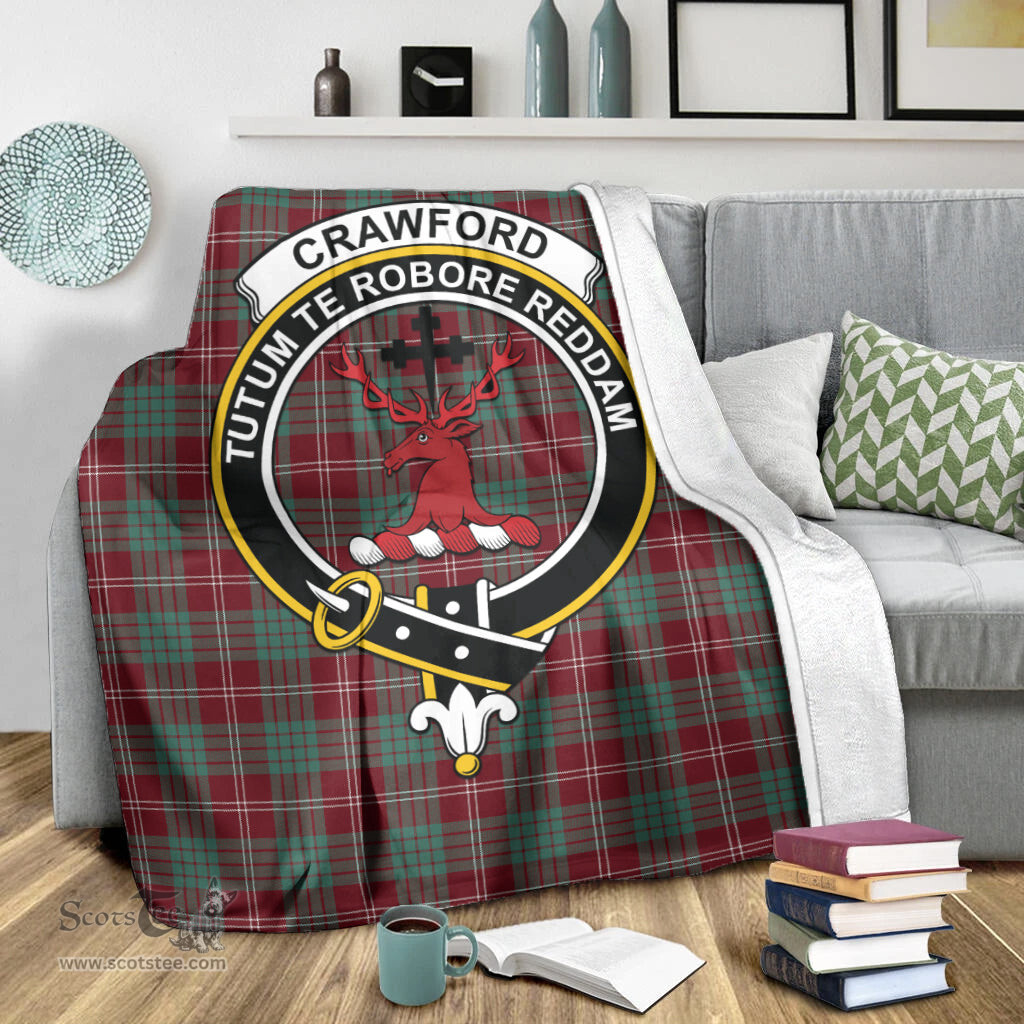 Scottish Crawford Modern Clan Tartan Blanket with Family Crest Tartan Plaid Sherpa Blanket Scottish Plaid Tartan Plaid - ScotsTee - scotstee.com