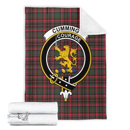 Scottish Cumming Hunting Modern Clan Tartan Blanket with Family Crest Tartan Plaid Sherpa Blanket Scottish Plaid Tartan Plaid - ScotsTee - scotstee.com