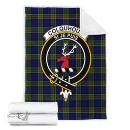 Scottish Colquhoun Modern Clan Tartan Blanket with Family Crest Tartan Plaid Sherpa Blanket Scottish Plaid Tartan Plaid - ScotsTee - scotstee.com