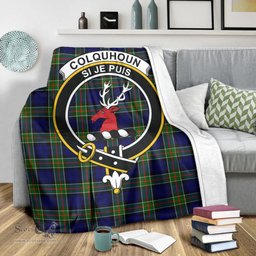 Scottish Colquhoun Modern Clan Tartan Blanket with Family Crest Tartan Plaid Sherpa Blanket Scottish Plaid Tartan Plaid - ScotsTee - scotstee.com