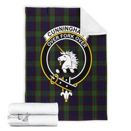 Scottish Cunningham Hunting Clan Tartan Blanket with Family Crest Tartan Plaid Sherpa Blanket Scottish Plaid Tartan Plaid - ScotsTee - scotstee.com