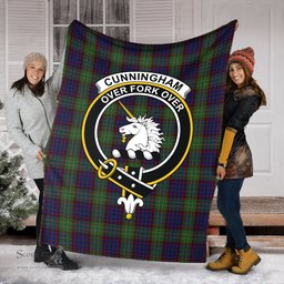 Scottish Cunningham Hunting Clan Tartan Blanket with Family Crest Tartan Plaid Sherpa Blanket Scottish Plaid Tartan Plaid - ScotsTee - scotstee.com