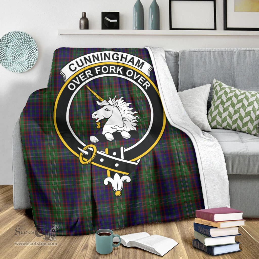 Scottish Cunningham Hunting Clan Tartan Blanket with Family Crest Tartan Plaid Sherpa Blanket Scottish Plaid Tartan Plaid - ScotsTee - scotstee.com