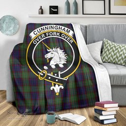 Scottish Cunningham Hunting Clan Tartan Blanket with Family Crest Tartan Plaid Sherpa Blanket Scottish Plaid Tartan Plaid - ScotsTee - scotstee.com