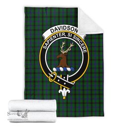 Scottish Davidson Clan Tartan Blanket with Family Crest Tartan Plaid Sherpa Blanket Scottish Plaid Tartan Plaid - ScotsTee - scotstee.com
