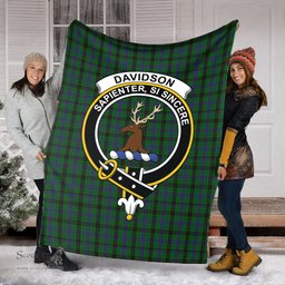 Scottish Davidson Clan Tartan Blanket with Family Crest Tartan Plaid Sherpa Blanket Scottish Plaid Tartan Plaid - ScotsTee - scotstee.com
