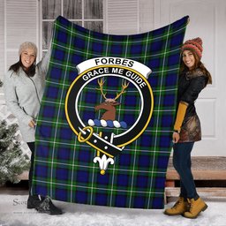 Scottish Forbes Modern Clan Tartan Blanket with Family Crest Tartan Plaid Sherpa Blanket Scottish Plaid Tartan Plaid - ScotsTee - scotstee.com