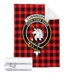 Scottish Cunningham Modern Clan Tartan Blanket with Family Crest Tartan Plaid Sherpa Blanket Scottish Plaid Tartan Plaid - ScotsTee - scotstee.com