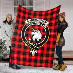 Scottish Cunningham Modern Clan Tartan Blanket with Family Crest Tartan Plaid Sherpa Blanket Scottish Plaid Tartan Plaid - ScotsTee - scotstee.com