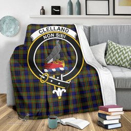 Scottish Clelland Modern Clan Tartan Blanket with Family Crest Tartan Plaid Sherpa Blanket Scottish Plaid Tartan Plaid - ScotsTee - scotstee.com
