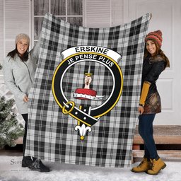 Scottish Erskine Black and White Clan Tartan Blanket with Family Crest Tartan Plaid Sherpa Blanket Scottish Plaid Tartan Plaid - ScotsTee - scotstee.com