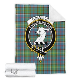 Scottish Colville Clan Tartan Blanket with Family Crest Tartan Plaid Sherpa Blanket Scottish Plaid Tartan Plaid - ScotsTee - scotstee.com