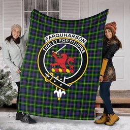 Scottish Farquharson Modern Clan Tartan Blanket with Family Crest Tartan Plaid Sherpa Blanket Scottish Plaid Tartan Plaid - ScotsTee - scotstee.com