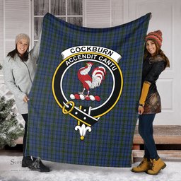 Scottish Cockburn Blue Clan Tartan Blanket with Family Crest Tartan Plaid Sherpa Blanket Scottish Plaid Tartan Plaid - ScotsTee - scotstee.com