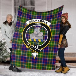 Scottish Dalrymple Clan Tartan Blanket with Family Crest Tartan Plaid Sherpa Blanket Scottish Plaid Tartan Plaid - ScotsTee - scotstee.com