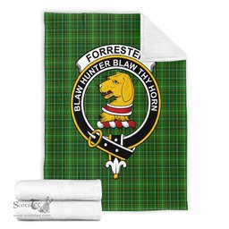 Scottish Forrester or Foster Hunting Clan Tartan Blanket with Family Crest Tartan Plaid Sherpa Blanket Scottish Plaid Tartan Plaid - ScotsTee - scotstee.com