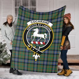 Scottish Cochrane Ancient Clan Tartan Blanket with Family Crest Tartan Plaid Sherpa Blanket Scottish Plaid Tartan Plaid - ScotsTee - scotstee.com