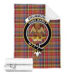 Scottish Drummond of Strathallan Modern Clan Tartan Blanket with Family Crest Tartan Plaid Sherpa Blanket Scottish Plaid Tartan Plaid - ScotsTee - scotstee.com