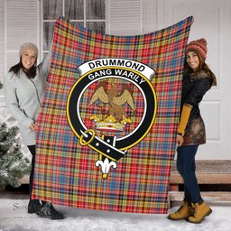 Scottish Drummond of Strathallan Modern Clan Tartan Blanket with Family Crest Tartan Plaid Sherpa Blanket Scottish Plaid Tartan Plaid - ScotsTee - scotstee.com