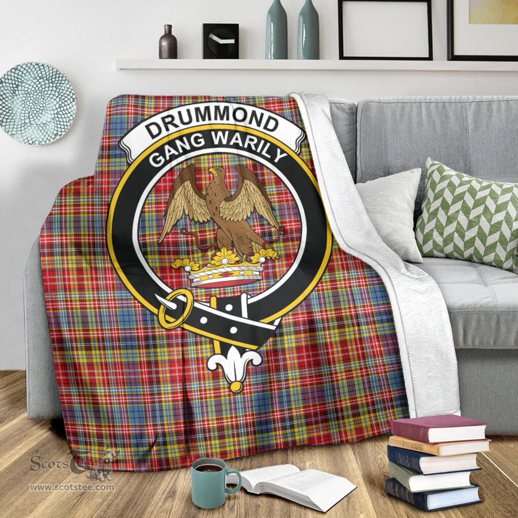 Scottish Drummond of Strathallan Modern Clan Tartan Blanket with Family Crest Tartan Plaid Sherpa Blanket Scottish Plaid Tartan Plaid - ScotsTee - scotstee.com