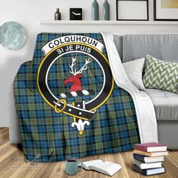 Scottish Colquhoun Ancient Clan Tartan Blanket with Family Crest Tartan Plaid Sherpa Blanket Scottish Plaid Tartan Plaid - ScotsTee - scotstee.com